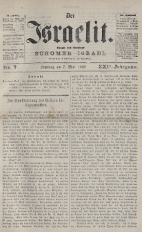 Der Israelit : Organ der Vereines „Schomer Israel”. 1889, nr 7