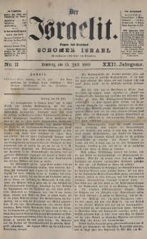 Der Israelit : Organ der Vereines „Schomer Israel”. 1889, nr 11