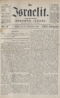 Der Israelit : Organ der Vereines „Schomer Israel”. 1889, nr 16