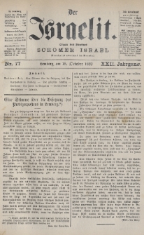 Der Israelit : Organ der Vereines „Schomer Israel”. 1889, nr 17