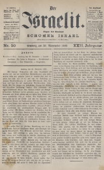 Der Israelit : Organ der Vereines „Schomer Israel”. 1889, nr 20