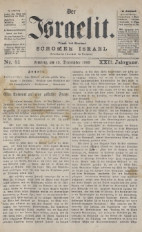Der Israelit : Organ der Vereines „Schomer Israel”. 1889, nr 21