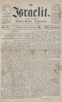 Der Israelit : Organ der Vereines „Schomer Israel”. 1889, nr 22