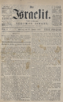 Der Israelit : Organ der Vereines „Schomer Israel”. 1890, nr 1
