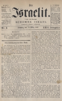 Der Israelit : Organ der Vereines „Schomer Israel”. 1890, nr 5