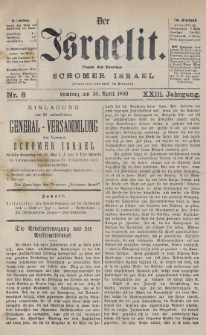 Der Israelit : Organ der Vereines „Schomer Israel”. 1890, nr 8