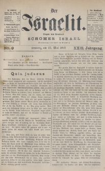 Der Israelit : Organ der Vereines „Schomer Israel”. 1890, nr 9