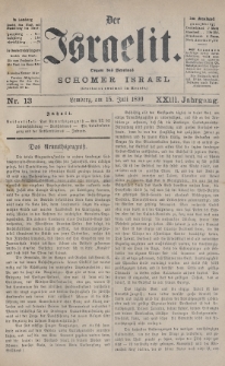 Der Israelit : Organ der Vereines „Schomer Israel”. 1890, nr 13