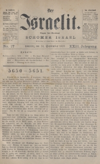 Der Israelit : Organ der Vereines „Schomer Israel”. 1890, nr 17
