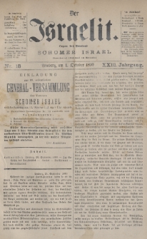 Der Israelit : Organ der Vereines „Schomer Israel”. 1890, nr 18