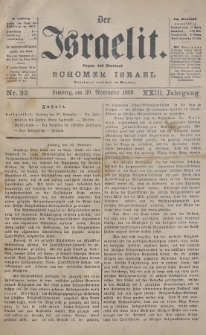 Der Israelit : Organ der Vereines „Schomer Israel”. 1890, nr 22