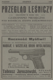 Przegląd Leśniczy : czasopismo miesięczne. 1924 (Sierpień) 