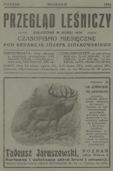 Przegląd Leśniczy : czasopismo miesięczne. 1924 (Wrzesień) 