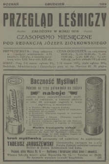 Przegląd Leśniczy : czasopismo miesięczne. 1924 (Grudzień) 