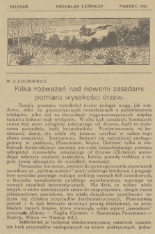 Przegląd Leśniczy : czasopismo miesięczne. 1925 (Marzec)