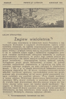Przegląd Leśniczy : czasopismo miesięczne. 1925 (Kwiecień)