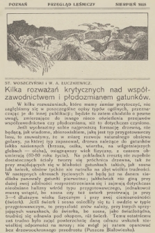 Przegląd Leśniczy : czasopismo miesięczne. 1925 (Sierpień) 