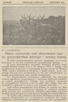 Przegląd Leśniczy : czasopismo miesięczne. 1925 (Wrzesień) 