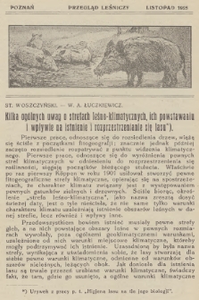 Przegląd Leśniczy : czasopismo miesięczne. 1925 (Listopad) 