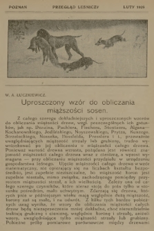 Przegląd Leśniczy. 1926 (Luty)
