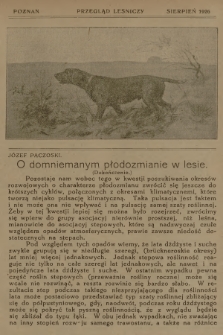 Przegląd Leśniczy. 1926 (Sierpień) 