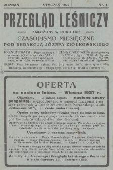 Przegląd Leśniczy : czasopismo miesięczne. 1927 (Styczeń)