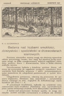 Przegląd Leśniczy. 1927 (Sierpień) 