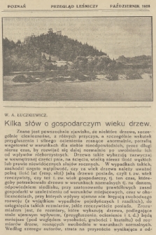 Przegląd Leśniczy. 1928 (Październik)