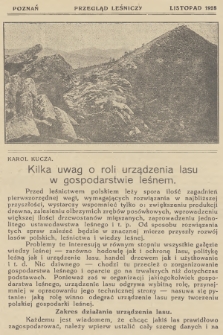 Przegląd Leśniczy. 1928 (Listopad) 