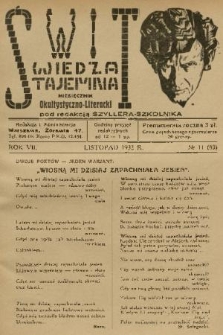 Świt : wiedza tajemna : miesięcznik okultystyczno-literacki. 1932, nr 11