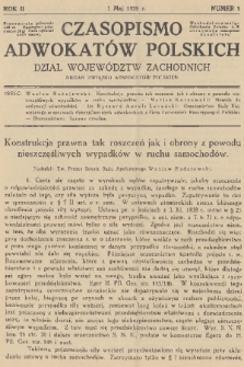 Czasopismo Adwokatów Polskich : Dział Województw Zachodnich : organ Związku Adwokatów Polskich. R.2, 1928, nr 5