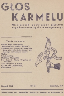 Głos Karmelu : miesięcznik poświęcony głębszym zagadnieniom życia wewnętrznego. R.16, 1947, nr 12