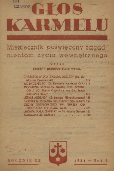 Głos Karmelu : miesięcznik poświęcony głębszym zagadnieniom życia wewnętrznego. R.20, 1951, nr 5-6