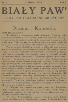 Biały Paw : biuletyn teatralno-muzyczny. R.1, 1923, nr 2