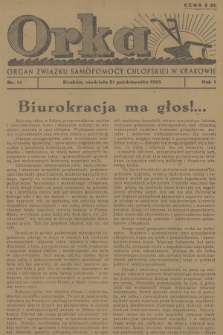 Orka : organ Związku Samopomocy Chłopskiej w Krakowie. R.1, 1945, nr 14