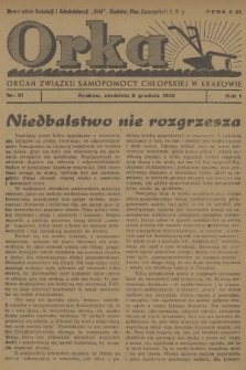 Orka : organ Związku Samopomocy Chłopskiej w Krakowie. R.1, 1945, nr 21