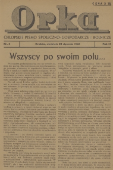 Orka : chłopskie pismo społeczno-gospodarcze i rolnicze. R.2, 1946, nr 3
