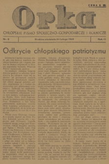 Orka : chłopskie pismo społeczno-gospodarcze i rolnicze. R.2, 1946, nr 8