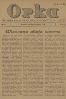 Orka : chłopskie pismo społeczno-gospodarcze i rolnicze. R.2, 1946, nr 9