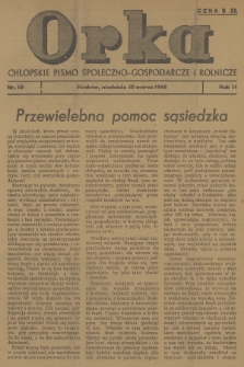 Orka : chłopskie pismo społeczno-gospodarcze i rolnicze. R.2, 1946, nr 10