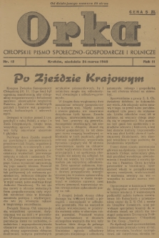 Orka : chłopskie pismo społeczno-gospodarcze i rolnicze. R.2, 1946, nr 12