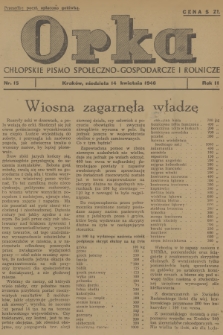 Orka : chłopskie pismo społeczno-gospodarcze i rolnicze. R.2, 1946, nr 15