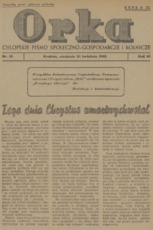 Orka : chłopskie pismo społeczno-gospodarcze i rolnicze. R.2, 1946, nr 16