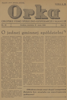 Orka : chłopskie pismo społeczno-gospodarcze i rolnicze. R.2, 1946, nr 20