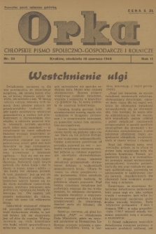 Orka : chłopskie pismo społeczno-gospodarcze i rolnicze. R.2, 1946, nr 24