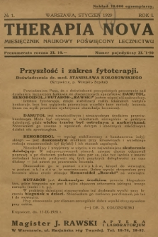 Therapia Nova : miesięcznik naukowy poświęcony lecznictwu. R.1, 1929, № 1