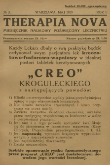 Therapia Nova : miesięcznik naukowy poświęcony lecznictwu. R.1, 1929, № 5