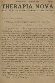 Therapia Nova : miesięcznik naukowy poświęcony lecznictwu. R.2, 1930, № 8
