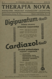 Therapia Nova : miesięcznik naukowy poświęcony lecznictwu. R.3, 1931, № 5
