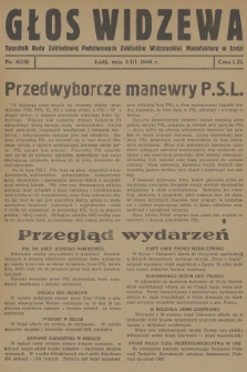 Głos Widzewa : tygodnik Rady Zakładowej Państwowych Zakładów Widzewskiej Manufaktury w Łodzi. 1946, nr 8